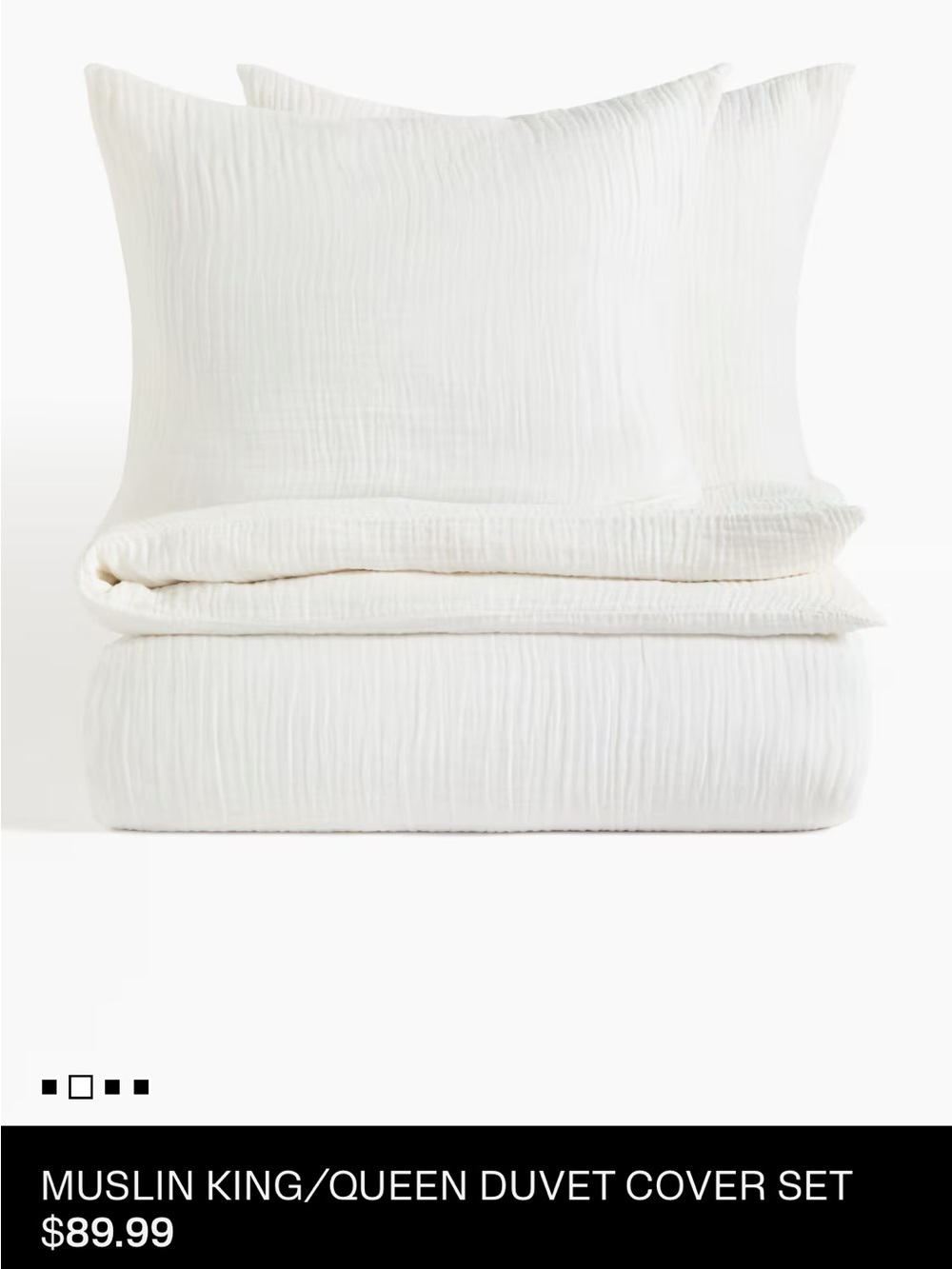 H&M home Muslin Queen Duvet Cover Set - White
